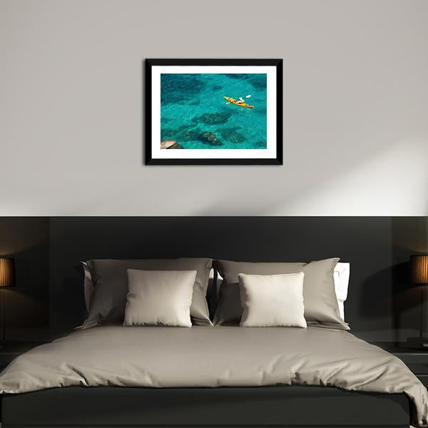 Kayaking In Green Water Canvas Wall Art-3 Horizontal-Gallery Wrap-25" x 16"-Tiaracle