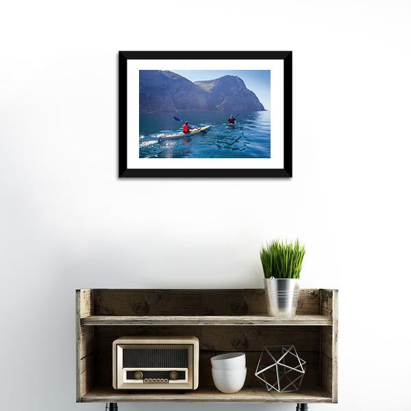 Kayaking In Sea Canvas Wall Art-3 Horizontal-Gallery Wrap-25" x 16"-Tiaracle