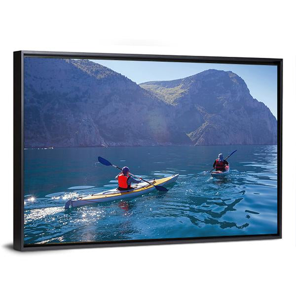 Kayaking In Sea Canvas Wall Art-3 Horizontal-Gallery Wrap-25" x 16"-Tiaracle