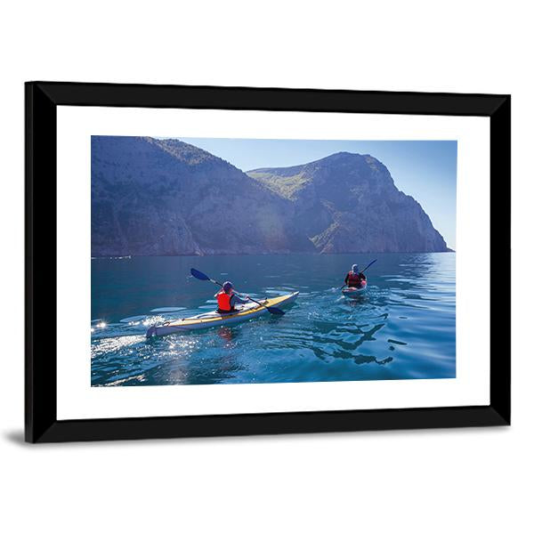 Kayaking In Sea Canvas Wall Art-3 Horizontal-Gallery Wrap-25" x 16"-Tiaracle