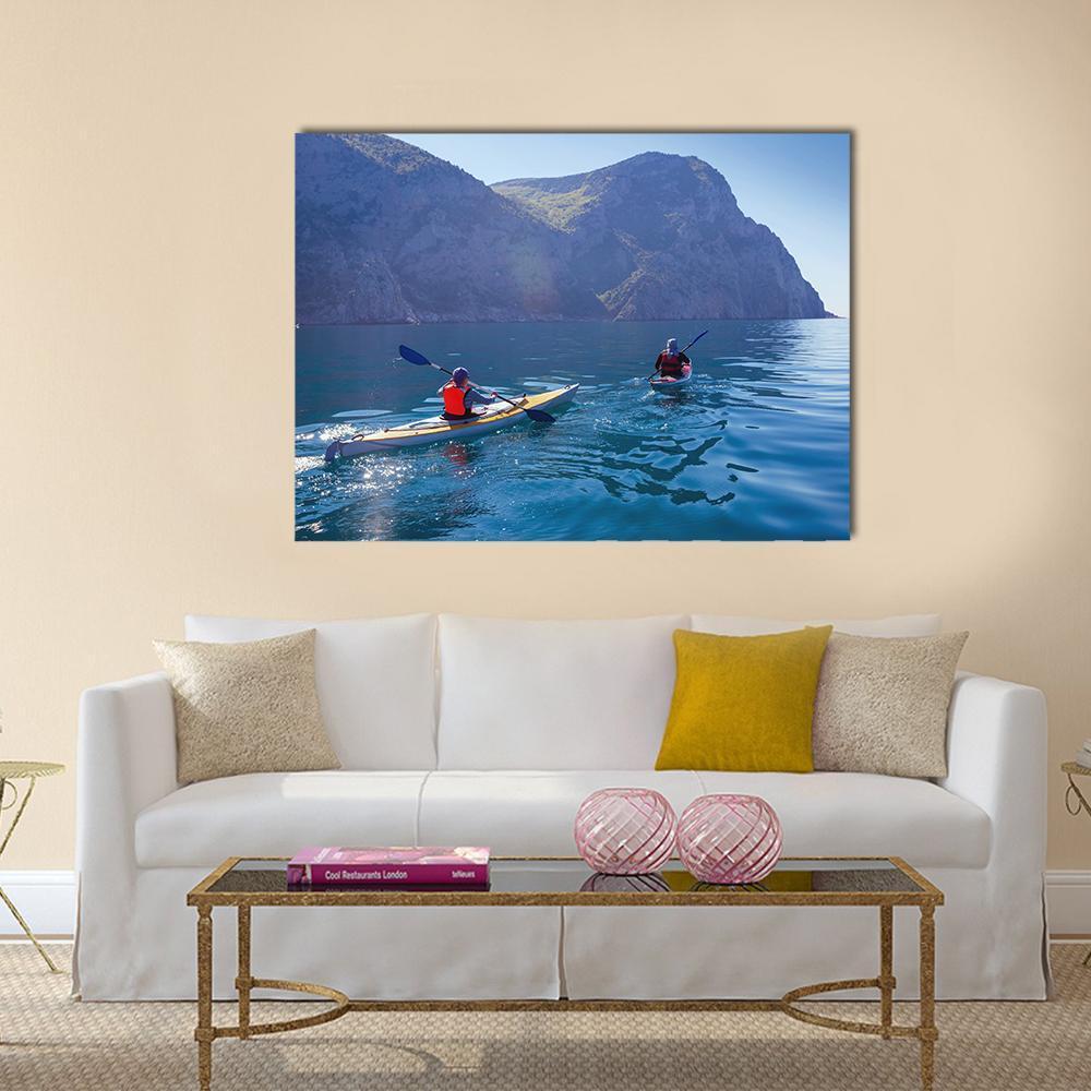 Kayaking In Sea Canvas Wall Art-1 Piece-Gallery Wrap-48" x 32"-Tiaracle