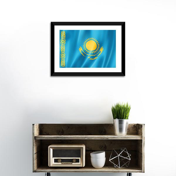 Kazakhstan Flag Canvas Wall Art-3 Horizontal-Gallery Wrap-25" x 16"-Tiaracle