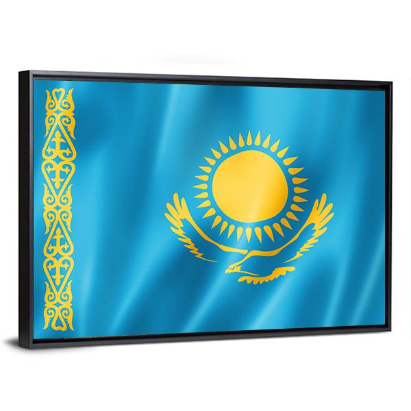 Kazakhstan Flag Canvas Wall Art-3 Horizontal-Gallery Wrap-25" x 16"-Tiaracle