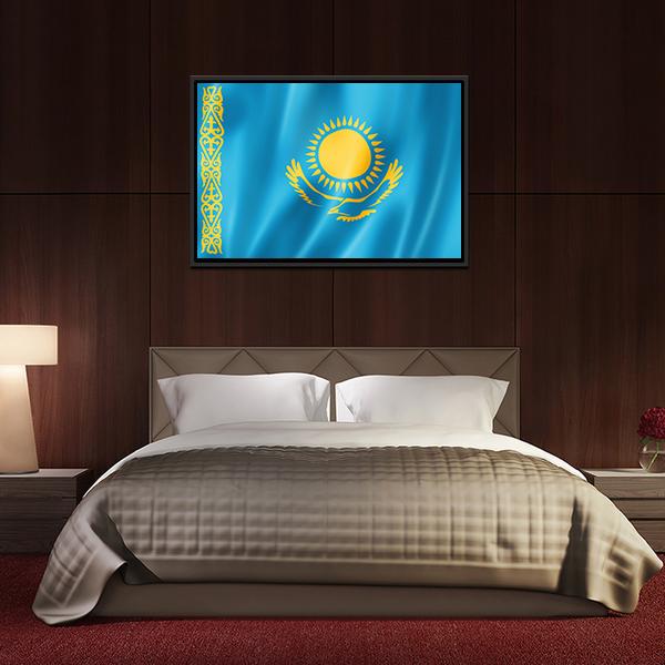 Kazakhstan Flag Canvas Wall Art-3 Horizontal-Gallery Wrap-25" x 16"-Tiaracle