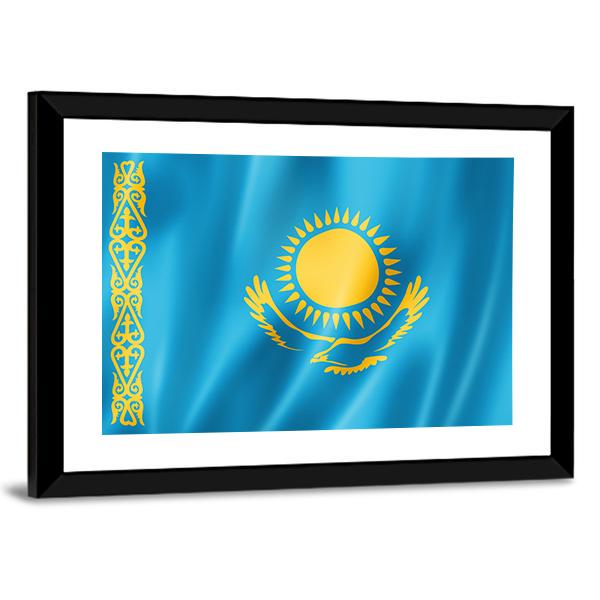 Kazakhstan Flag Canvas Wall Art-3 Horizontal-Gallery Wrap-25" x 16"-Tiaracle