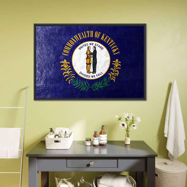 Kentucky Flag Canvas Wall Art-1 Piece-Floating Frame-24" x 16"-Tiaracle