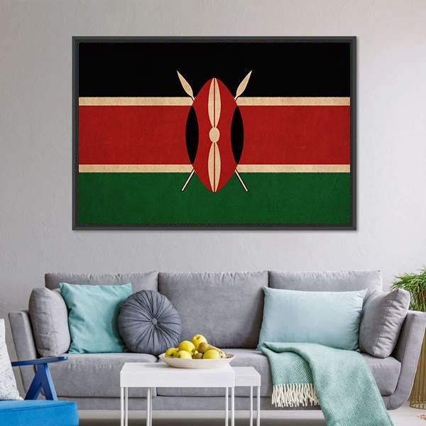 Kenya Flag Canvas Wall Art-3 Horizontal-Gallery Wrap-25" x 16"-Tiaracle