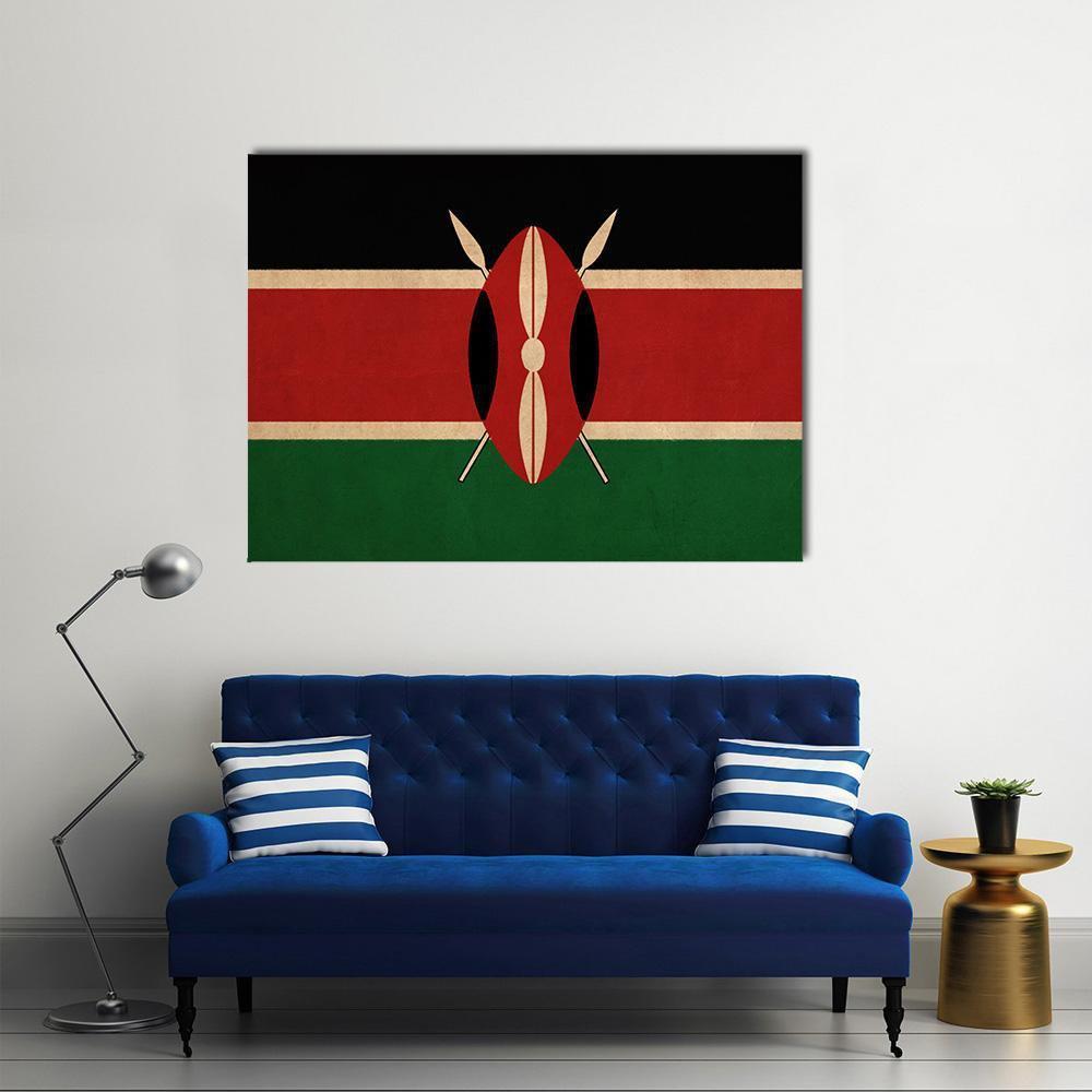 Kenya Flag Canvas Wall Art-1 Piece-Gallery Wrap-48" x 32"-Tiaracle