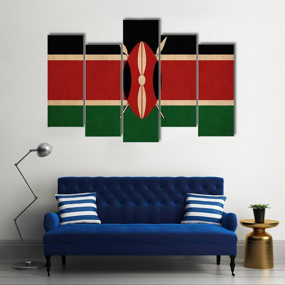 Kenya Flag Canvas Wall Art-5 Pop-Gallery Wrap-47" x 32"-Tiaracle