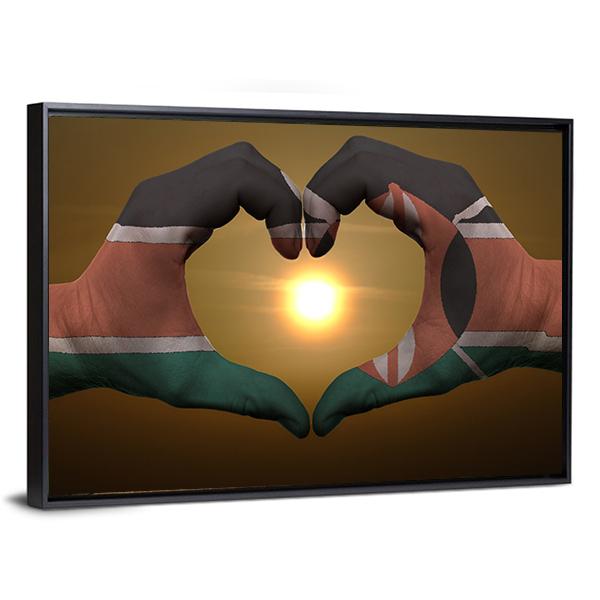 Kenya Flag On Hands Canvas Wall Art-3 Horizontal-Gallery Wrap-25" x 16"-Tiaracle