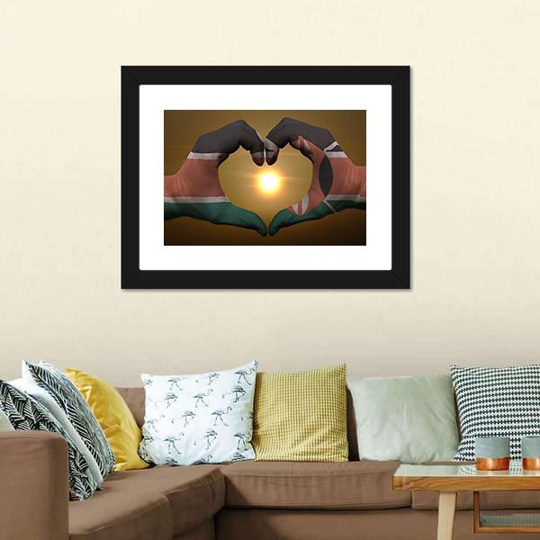 Kenya Flag On Hands Canvas Wall Art-3 Horizontal-Gallery Wrap-25" x 16"-Tiaracle