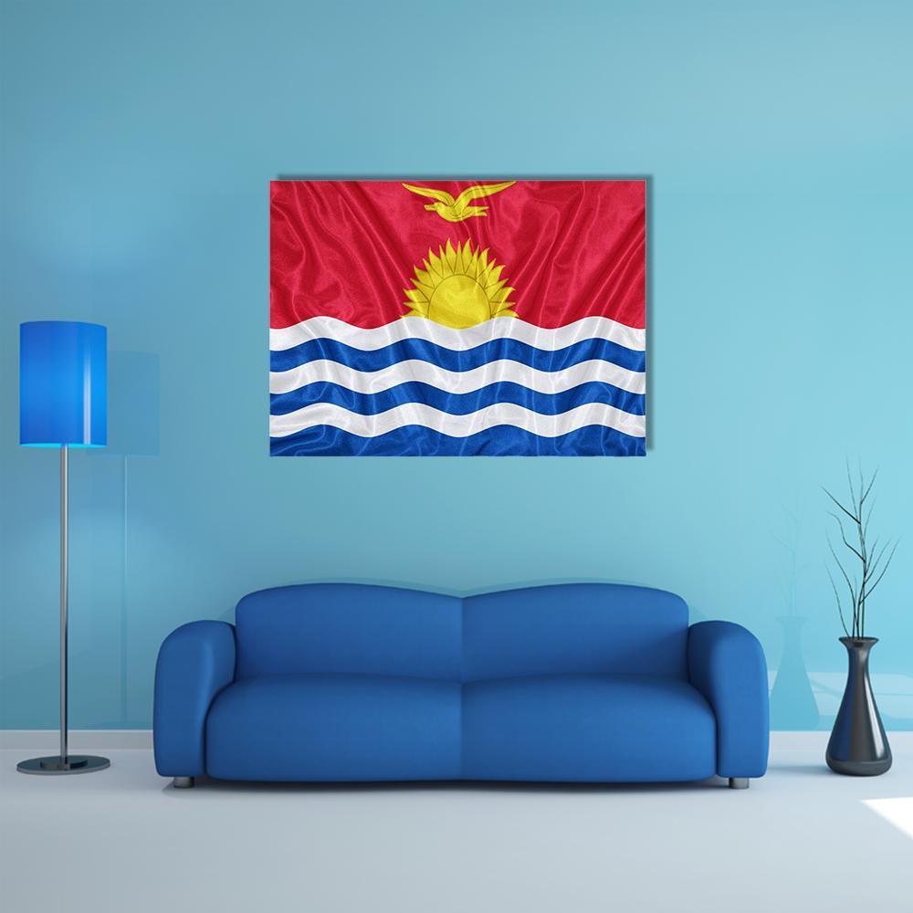 Kiribati Flag Canvas Wall Art-1 Piece-Gallery Wrap-48" x 32"-Tiaracle
