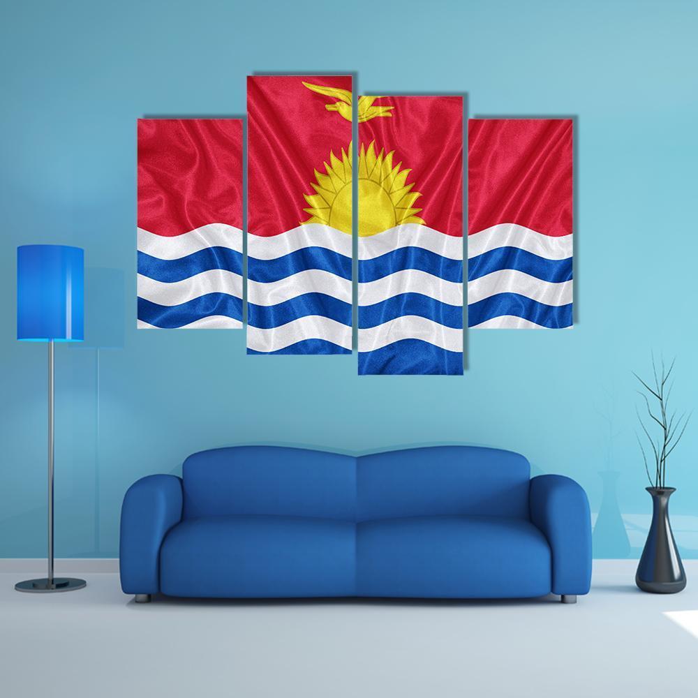 Kiribati Flag Canvas Wall Art-4 Pop-Gallery Wrap-50" x 32"-Tiaracle