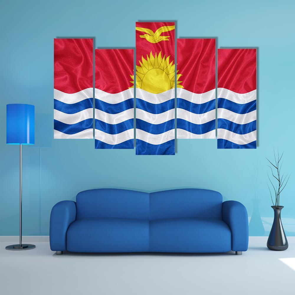 Kiribati Flag Canvas Wall Art-5 Pop-Gallery Wrap-47" x 32"-Tiaracle