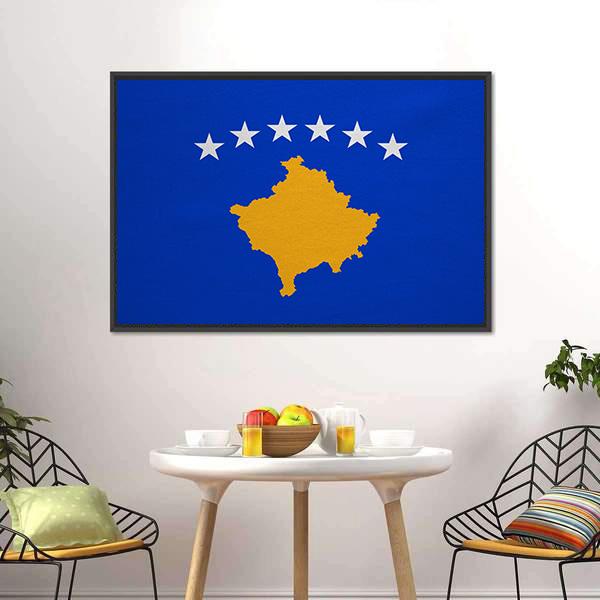 Kosovo Flag Canvas Wall Art-3 Horizontal-Gallery Wrap-25" x 16"-Tiaracle