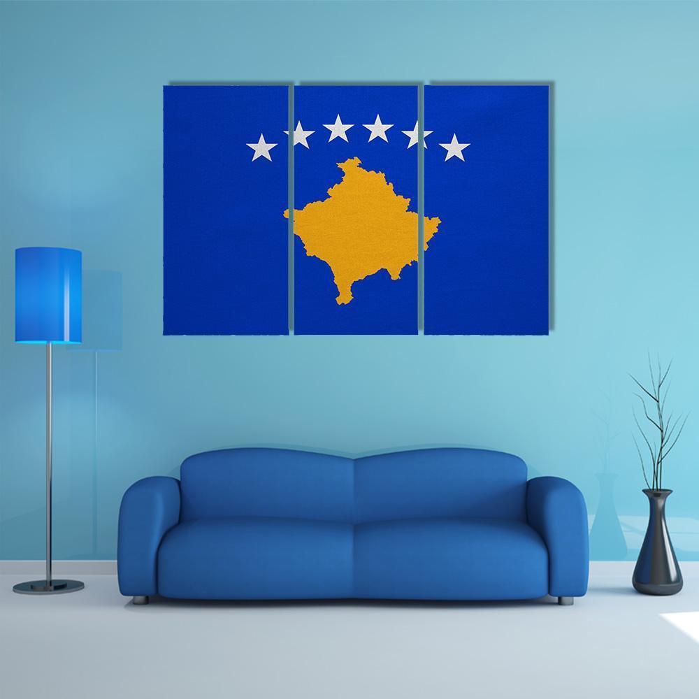 Kosovo Flag Canvas Wall Art-3 Horizontal-Gallery Wrap-37" x 24"-Tiaracle