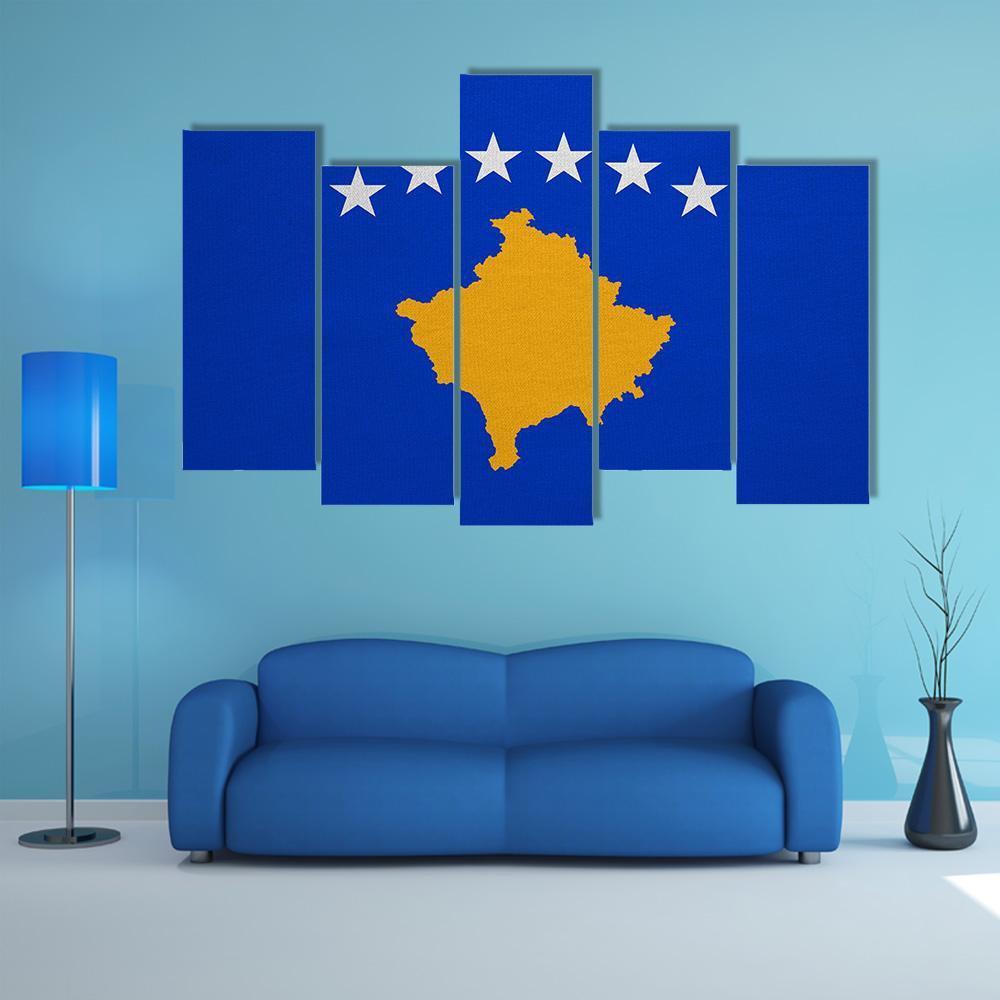 Kosovo Flag Canvas Wall Art-5 Pop-Gallery Wrap-47" x 32"-Tiaracle