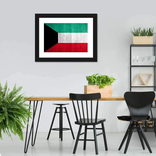 Kuwait Flag Canvas Wall Art-3 Horizontal-Gallery Wrap-25" x 16"-Tiaracle