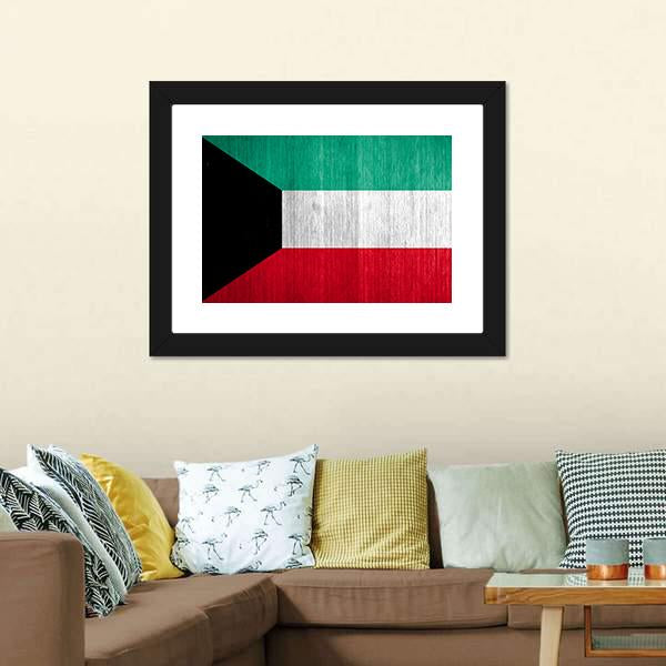 Kuwait Flag Canvas Wall Art-3 Horizontal-Gallery Wrap-25" x 16"-Tiaracle
