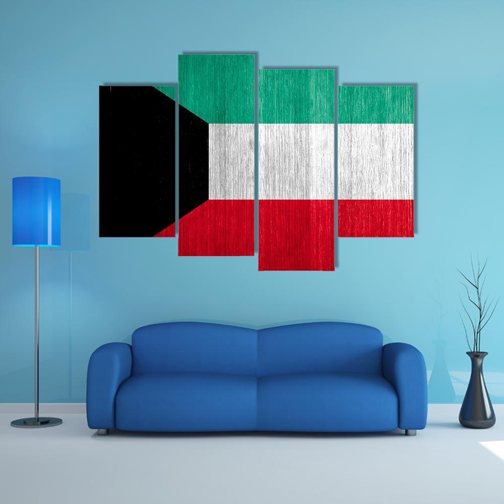 Kuwait Flag Canvas Wall Art-4 Pop-Gallery Wrap-50" x 32"-Tiaracle