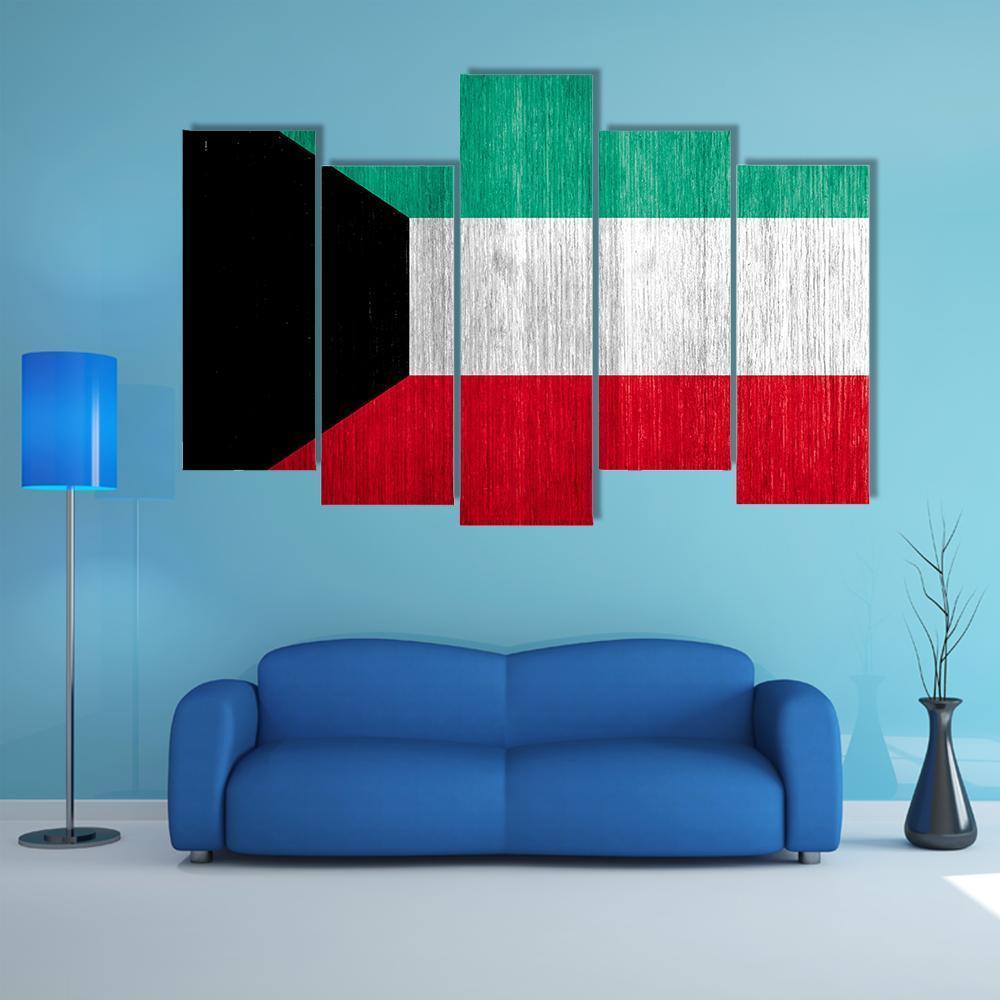 Kuwait Flag Canvas Wall Art-5 Pop-Gallery Wrap-47" x 32"-Tiaracle