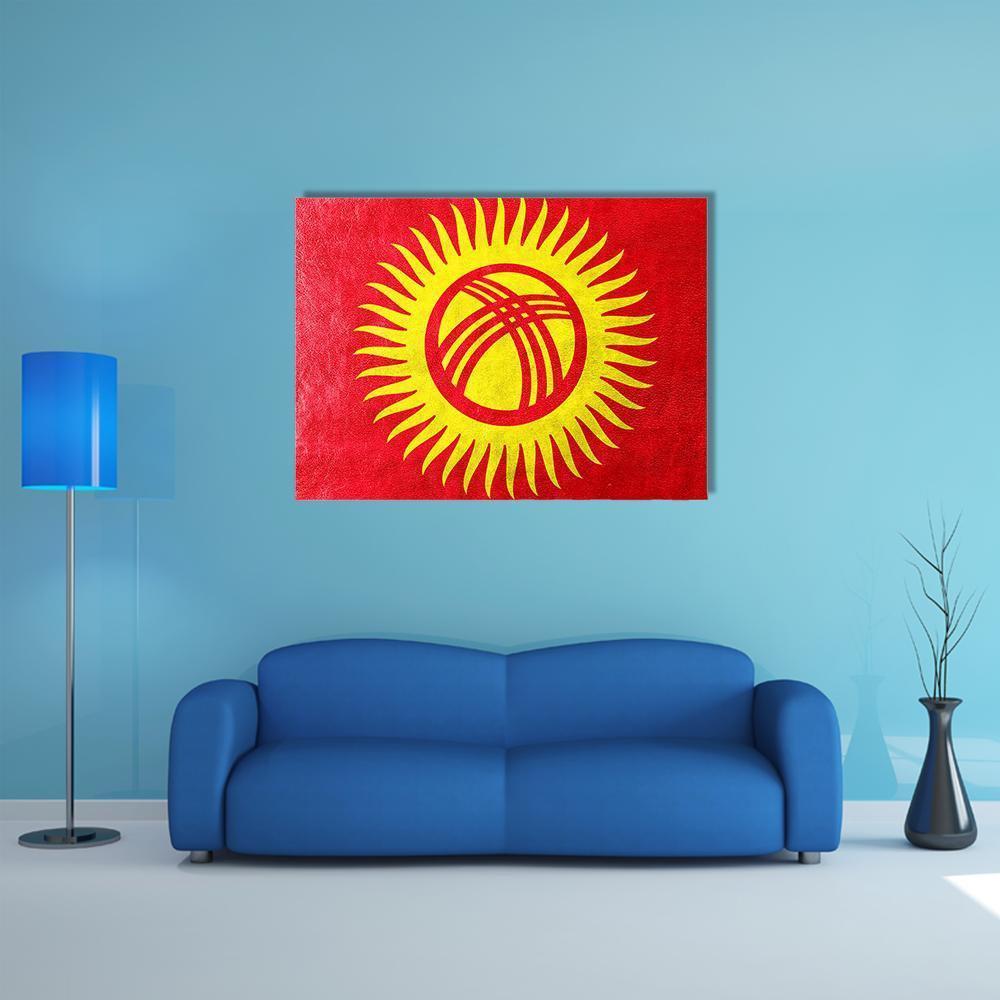 Kyrgyzstan Flag Canvas Wall Art-1 Piece-Gallery Wrap-48" x 32"-Tiaracle