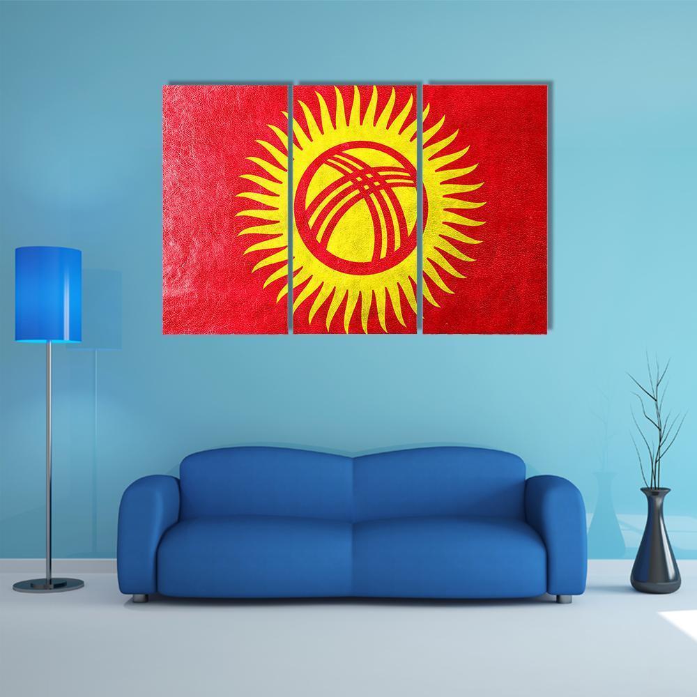 Kyrgyzstan Flag Canvas Wall Art-3 Horizontal-Gallery Wrap-37" x 24"-Tiaracle