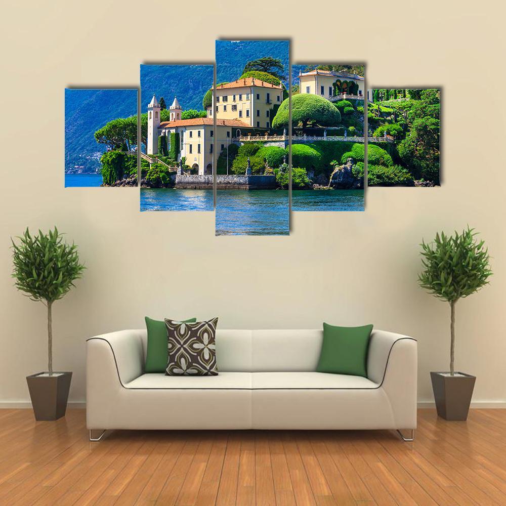 Lago Di Como Canvas Wall Art-5 Star-Gallery Wrap-62" x 32"-Tiaracle
