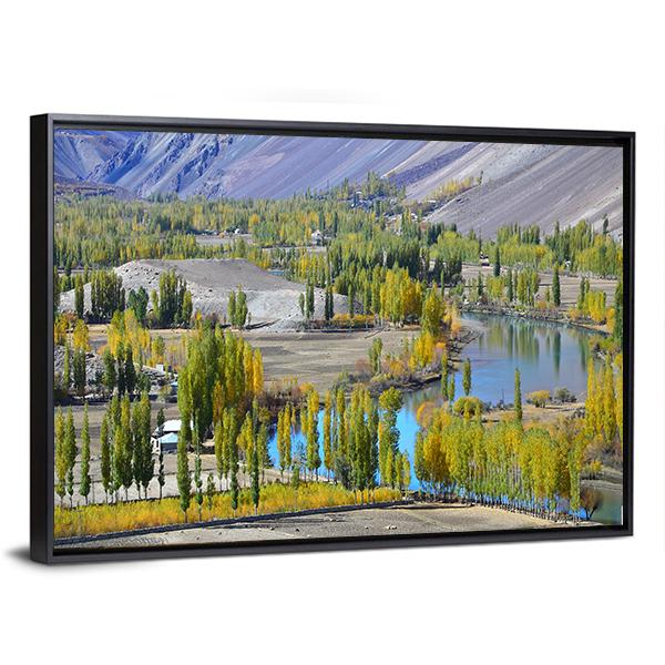 Lake In Northern Pakistan Canvas Wall Art-3 Horizontal-Gallery Wrap-25" x 16"-Tiaracle