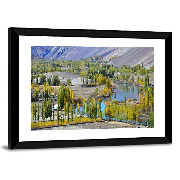 Lake In Northern Pakistan Canvas Wall Art-3 Horizontal-Gallery Wrap-25" x 16"-Tiaracle