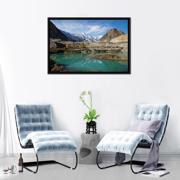 Lake In Pasu Pakistan Canvas Wall Art-3 Horizontal-Gallery Wrap-25" x 16"-Tiaracle