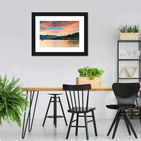 Lake Tahoe Sunset Canvas Wall Art-3 Horizontal-Gallery Wrap-25" x 16"-Tiaracle