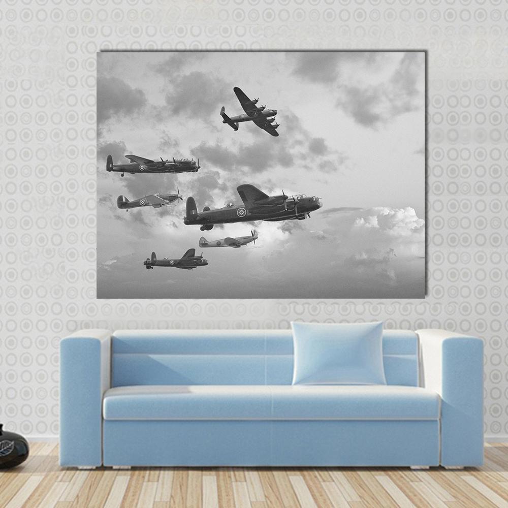 Bombers In World War ll Canvas Wall Art-1 Piece-Gallery Wrap-48" x 32"-Tiaracle