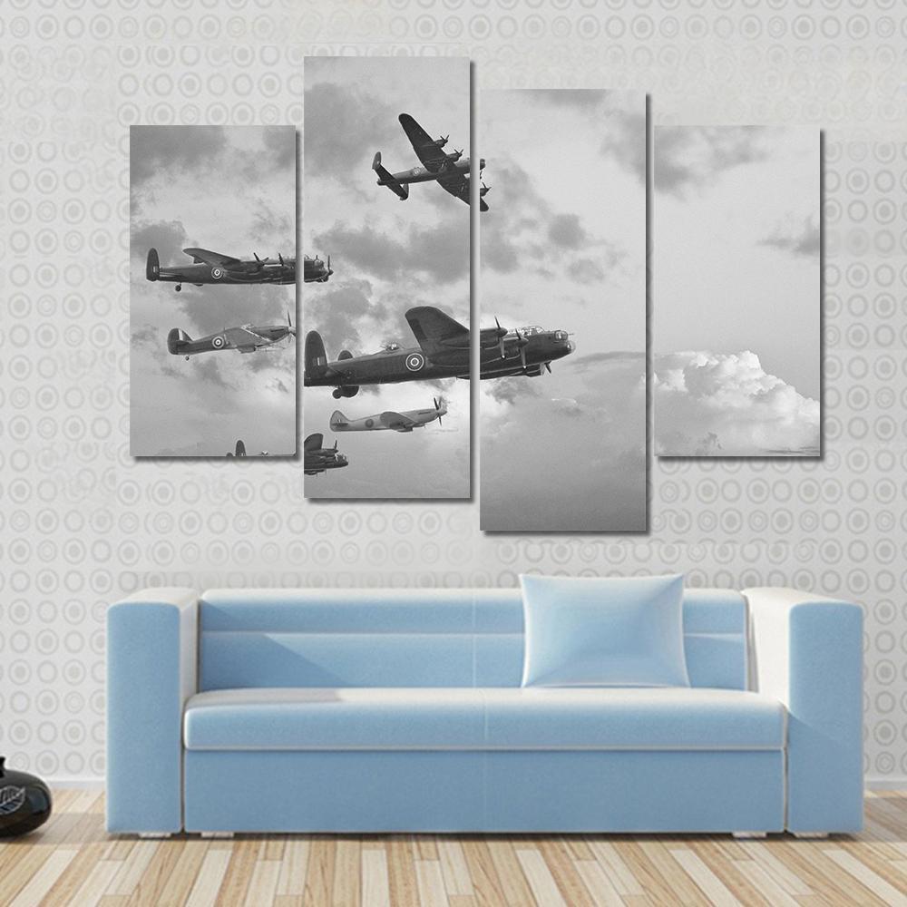 Bombers In World War ll Canvas Wall Art-4 Pop-Gallery Wrap-50" x 32"-Tiaracle