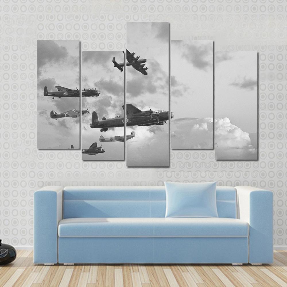 Bombers In World War ll Canvas Wall Art-5 Pop-Gallery Wrap-47" x 32"-Tiaracle