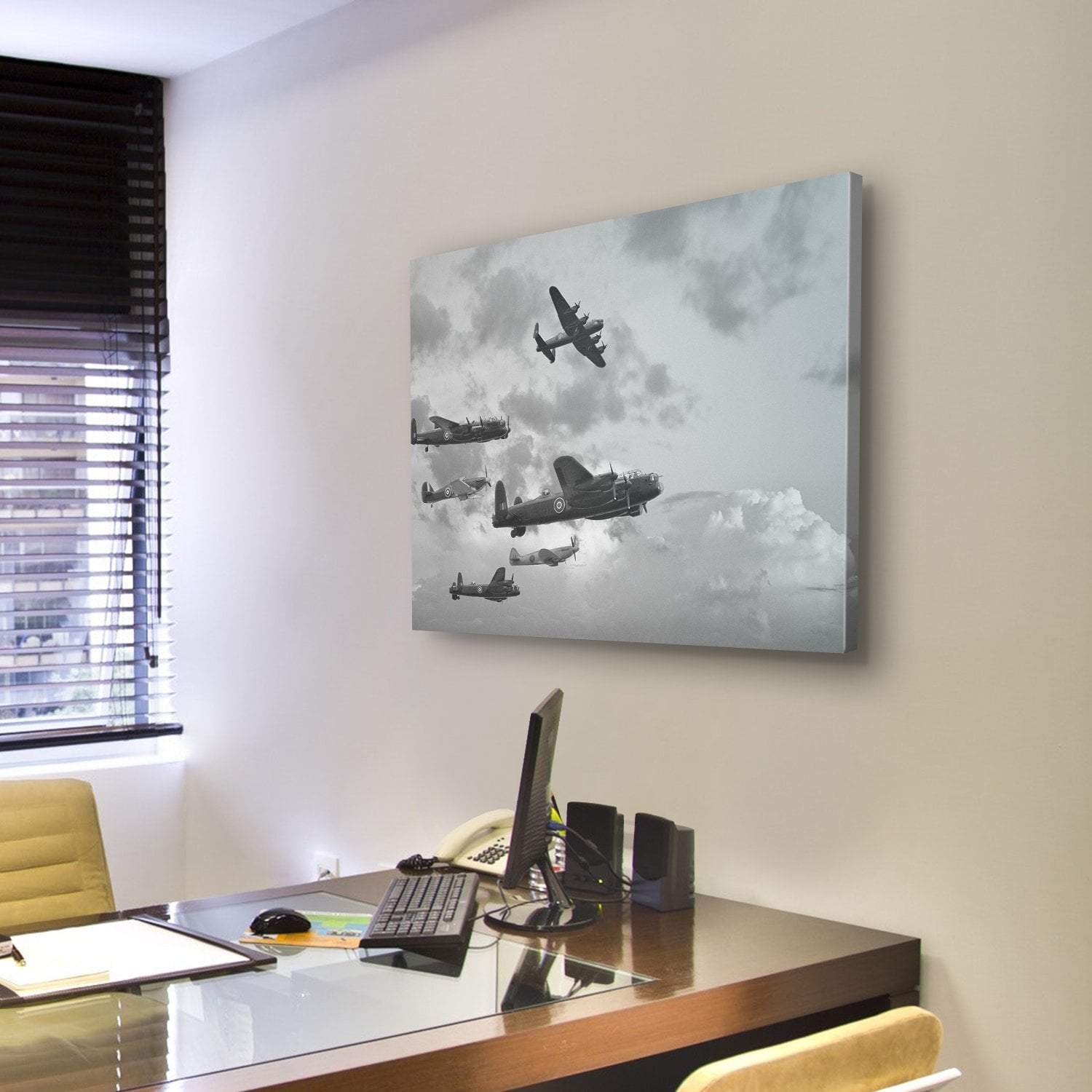 Bombers In World War ll Canvas Wall Art-3 Horizontal-Gallery Wrap-25" x 16"-Tiaracle