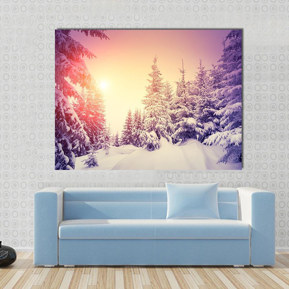 Dramatic Wintry Scene Canvas Wall Art-1 Piece-Gallery Wrap-48" x 32"-Tiaracle