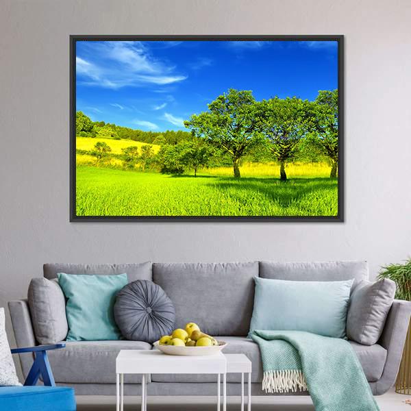 Landscape In Summer Canvas Wall Art-3 Horizontal-Gallery Wrap-25" x 16"-Tiaracle