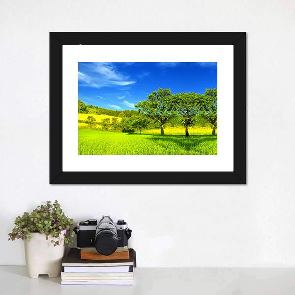 Landscape In Summer Canvas Wall Art-1 Piece-Framed Print-20" x 16"-Tiaracle