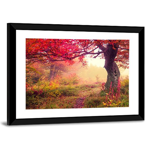 Landscape With Autumn Trees Canvas Wall Art-3 Horizontal-Gallery Wrap-25" x 16"-Tiaracle