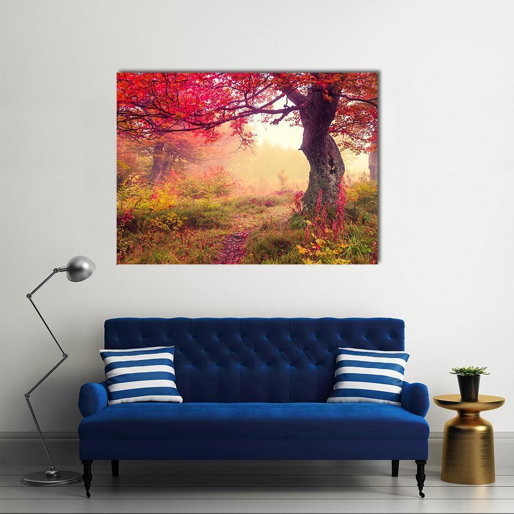 Landscape With Autumn Trees Canvas Wall Art-1 Piece-Gallery Wrap-48" x 32"-Tiaracle