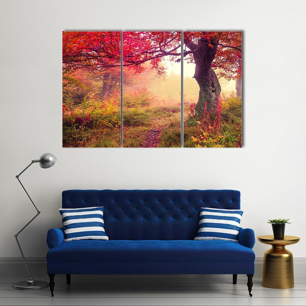 Landscape With Autumn Trees Canvas Wall Art-3 Horizontal-Gallery Wrap-37" x 24"-Tiaracle