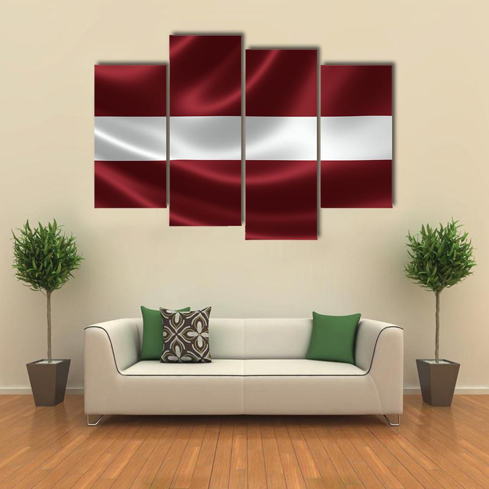 Latvia Flag Canvas Wall Art-4 Pop-Gallery Wrap-50" x 32"-Tiaracle