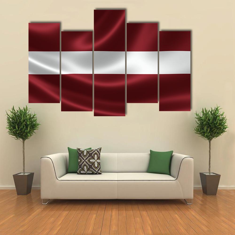 Latvia Flag Canvas Wall Art-5 Pop-Gallery Wrap-47" x 32"-Tiaracle