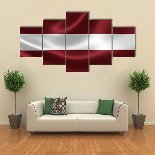 Latvia Flag Canvas Wall Art-5 Star-Gallery Wrap-62" x 32"-Tiaracle