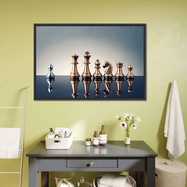 Leadership Concept Of Chess Canvas Wall Art-1 Piece-Floating Frame-24" x 16"-Tiaracle