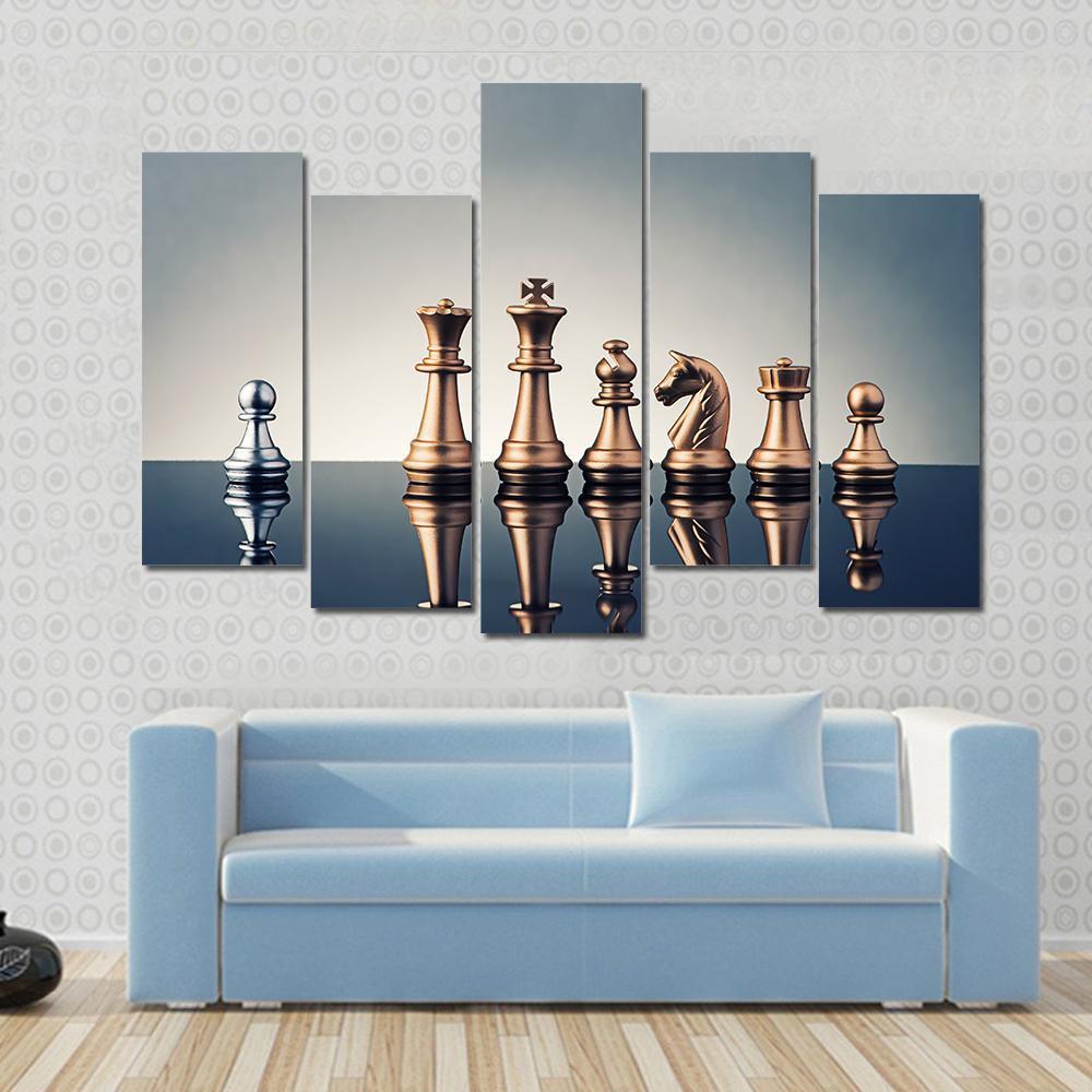 Leadership Concept Of Chess Canvas Wall Art-5 Pop-Gallery Wrap-47" x 32"-Tiaracle