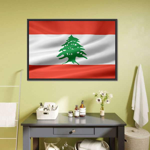 Lebanon Flag Canvas Wall Art-1 Piece-Floating Frame-24" x 16"-Tiaracle