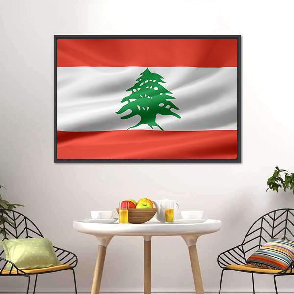 Lebanon Flag Canvas Wall Art-3 Horizontal-Gallery Wrap-25" x 16"-Tiaracle