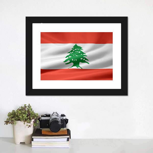 Lebanon Flag Canvas Wall Art-1 Piece-Framed Print-20" x 16"-Tiaracle